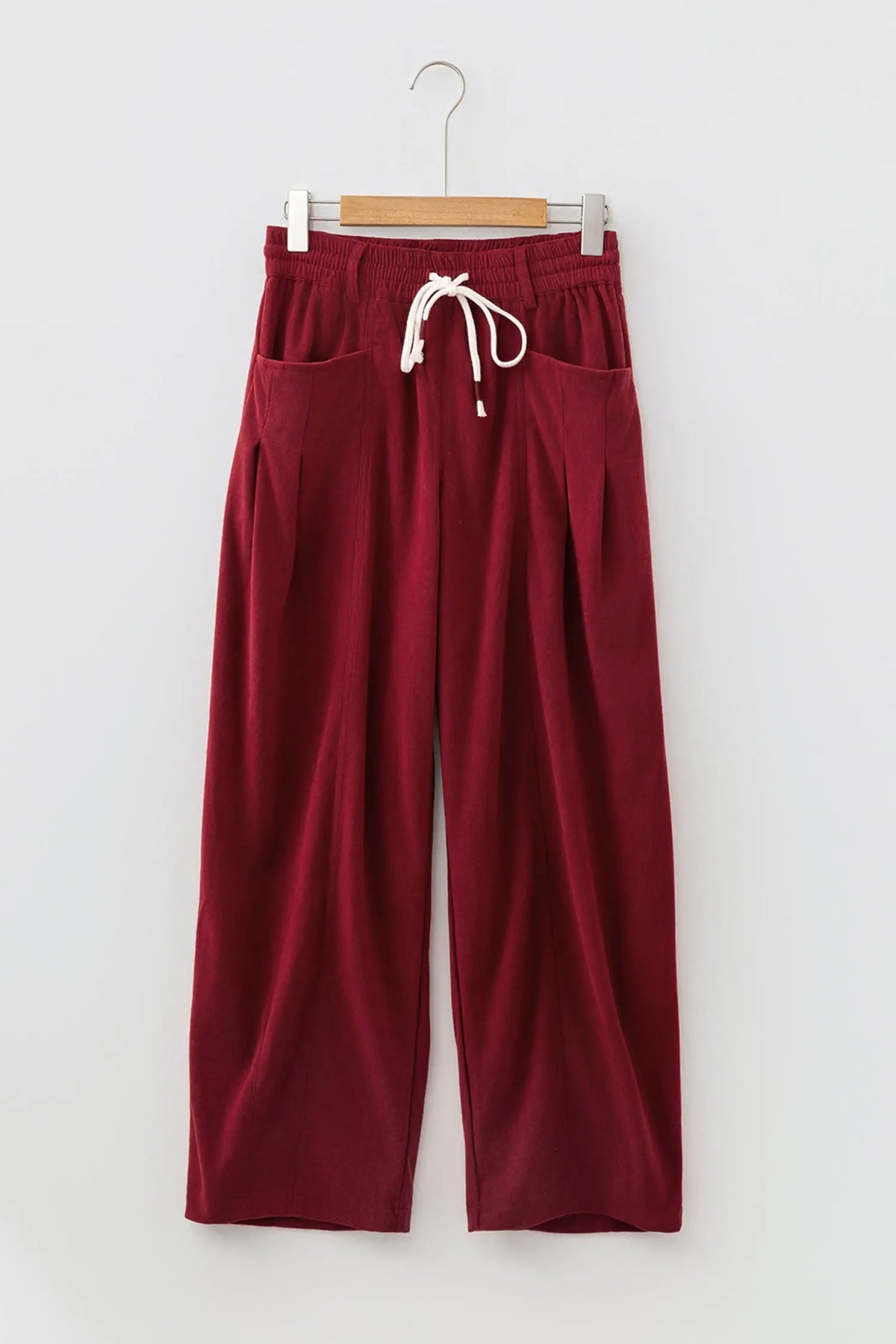 Chestnut Elastic Waist Drawstring Corduroy Casual Pants