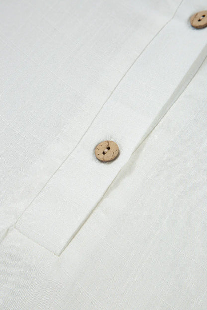 White Ruffle Elastic Cuffs Puffy Long Sleeve Button Down Shirt