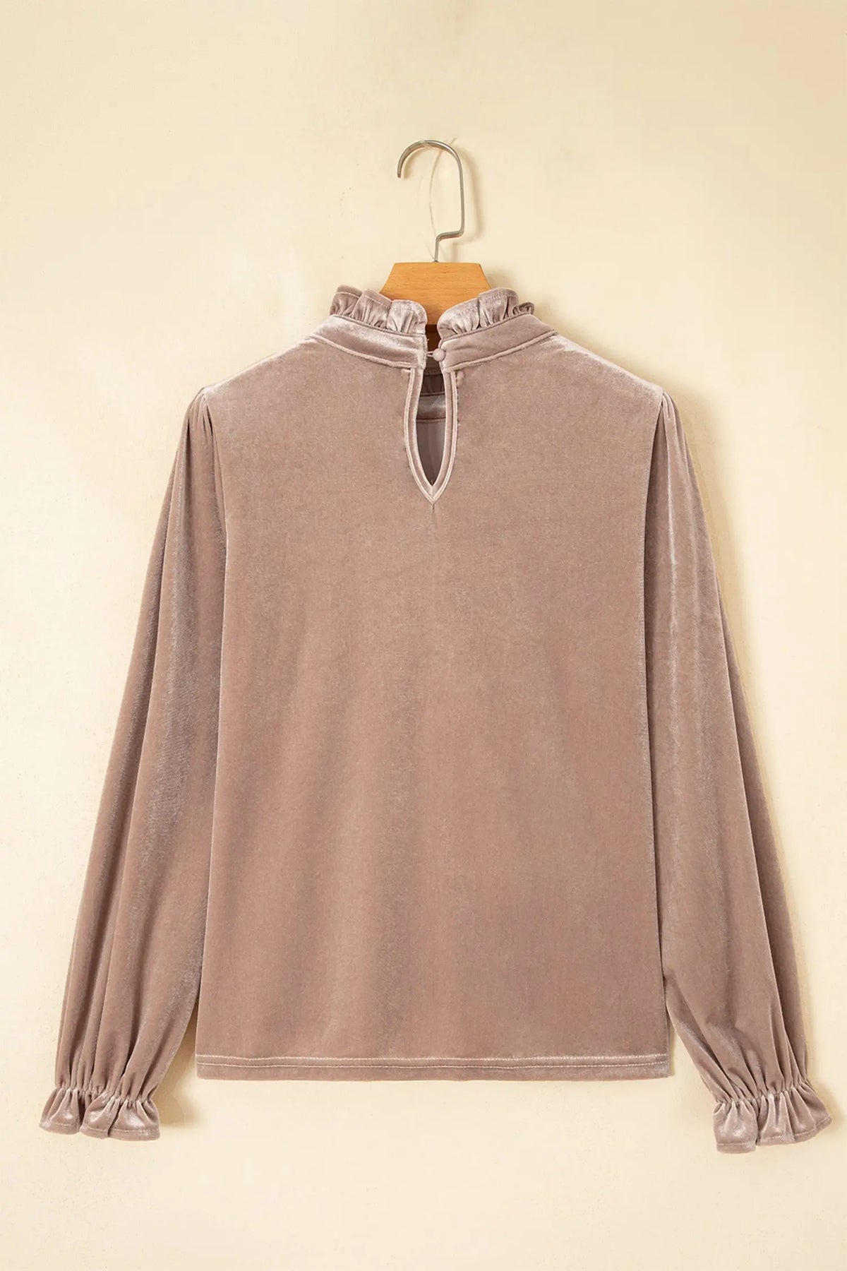 Smoke Gray Western Style Long Sleeve Stand Neck Velvet Top