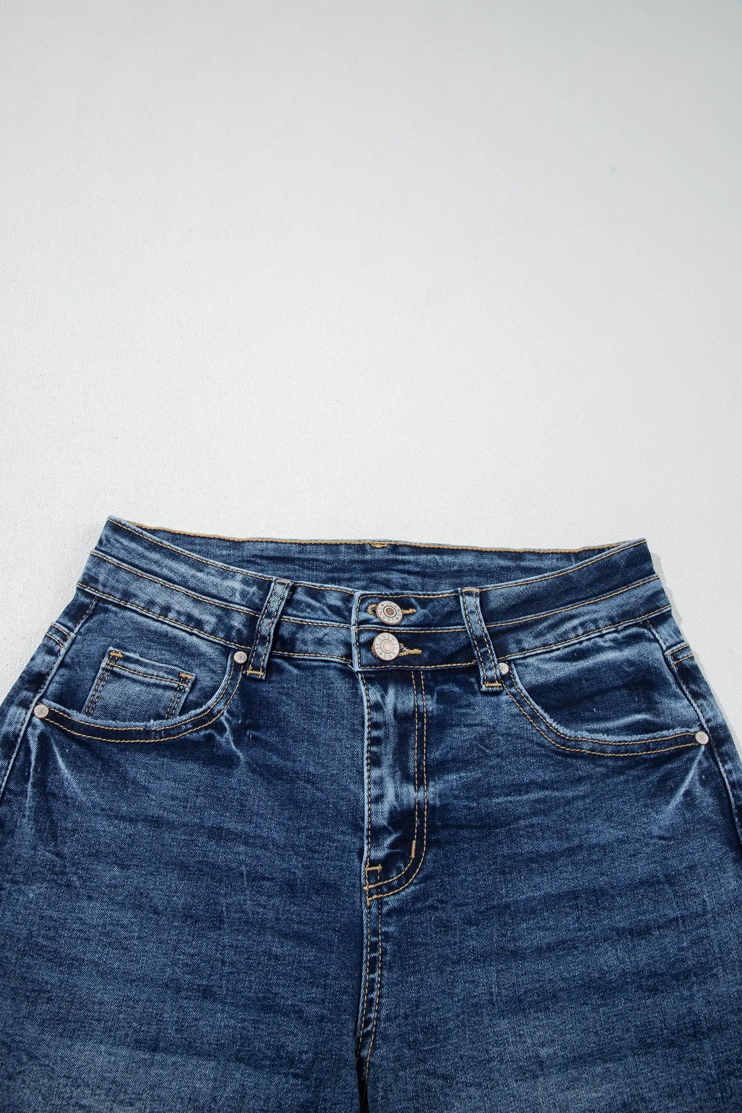 Sail Blue Acid Wash Pocket Detail Flare Jeans