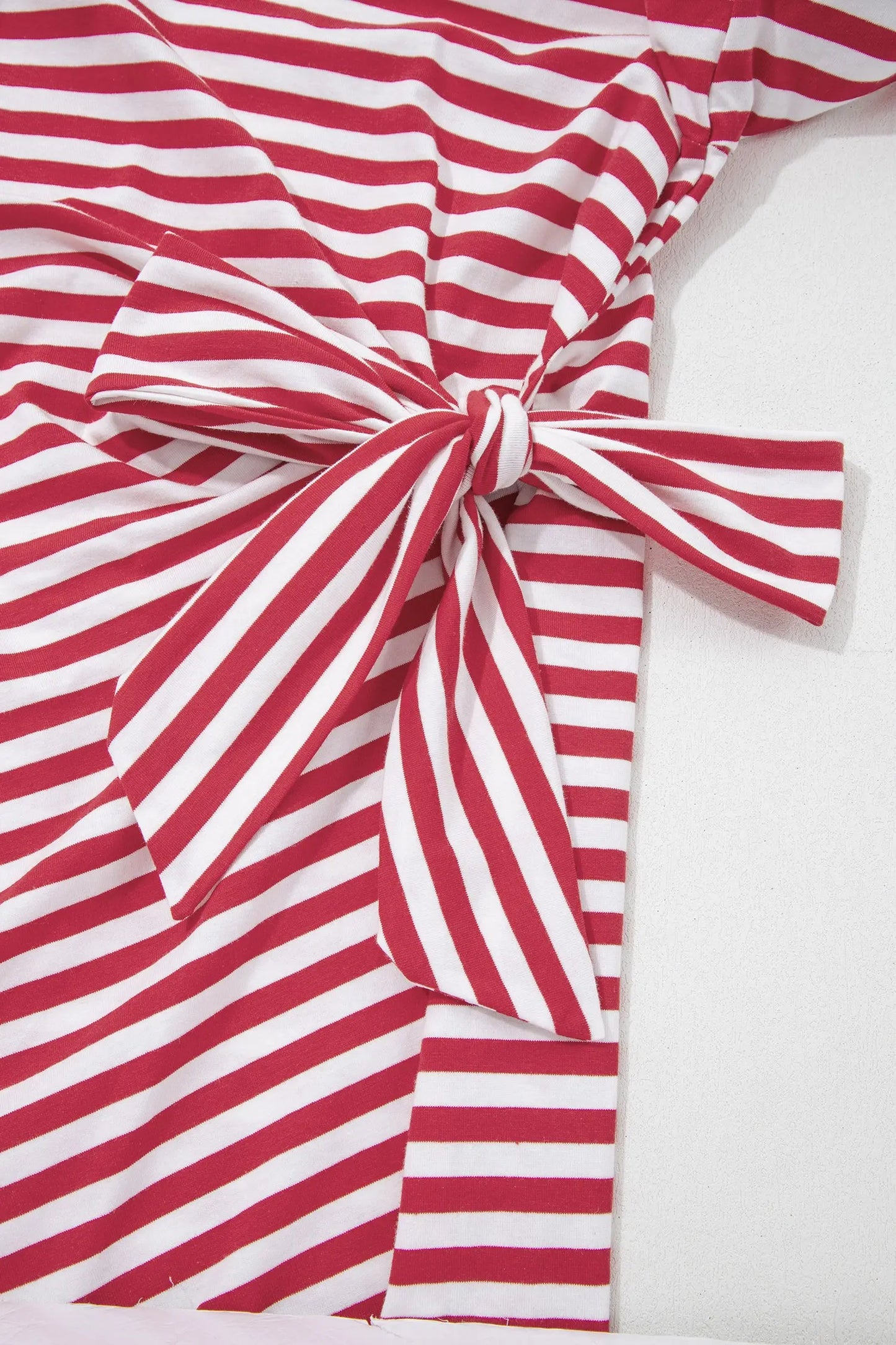 Sky Blue Stripe Nautical Tie Contrast Trim Round Neck T Shirt Mini Dress Nataliz