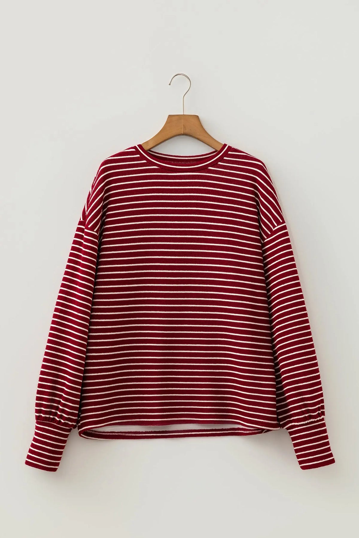 Red Stripe Drop Shoulder Long Sleeve Top