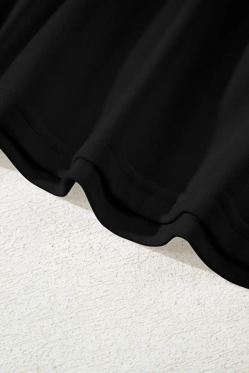 Black Solid Color Bow Tie Front Long Sleeve Plus Size Peplum Blouse