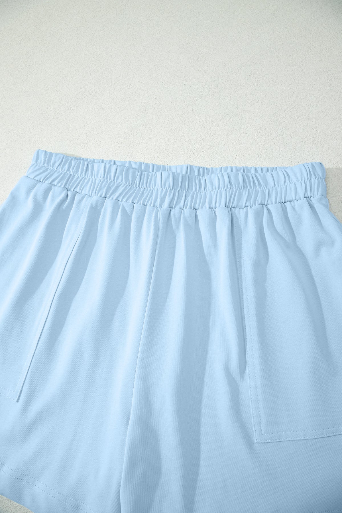 Cotton Stitched Detail Loose Tank Top 2pcs Short Set