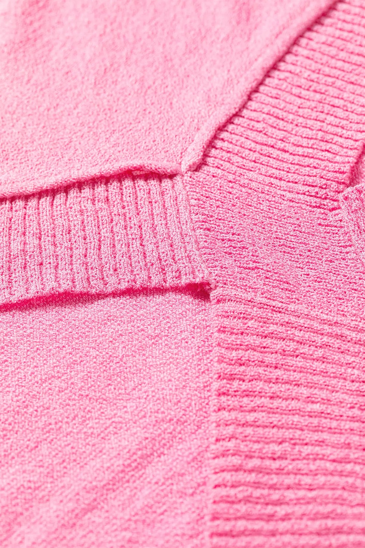 Pink Drop Shoulder Round Neck Long Sleeve Backless Pullover Sweater