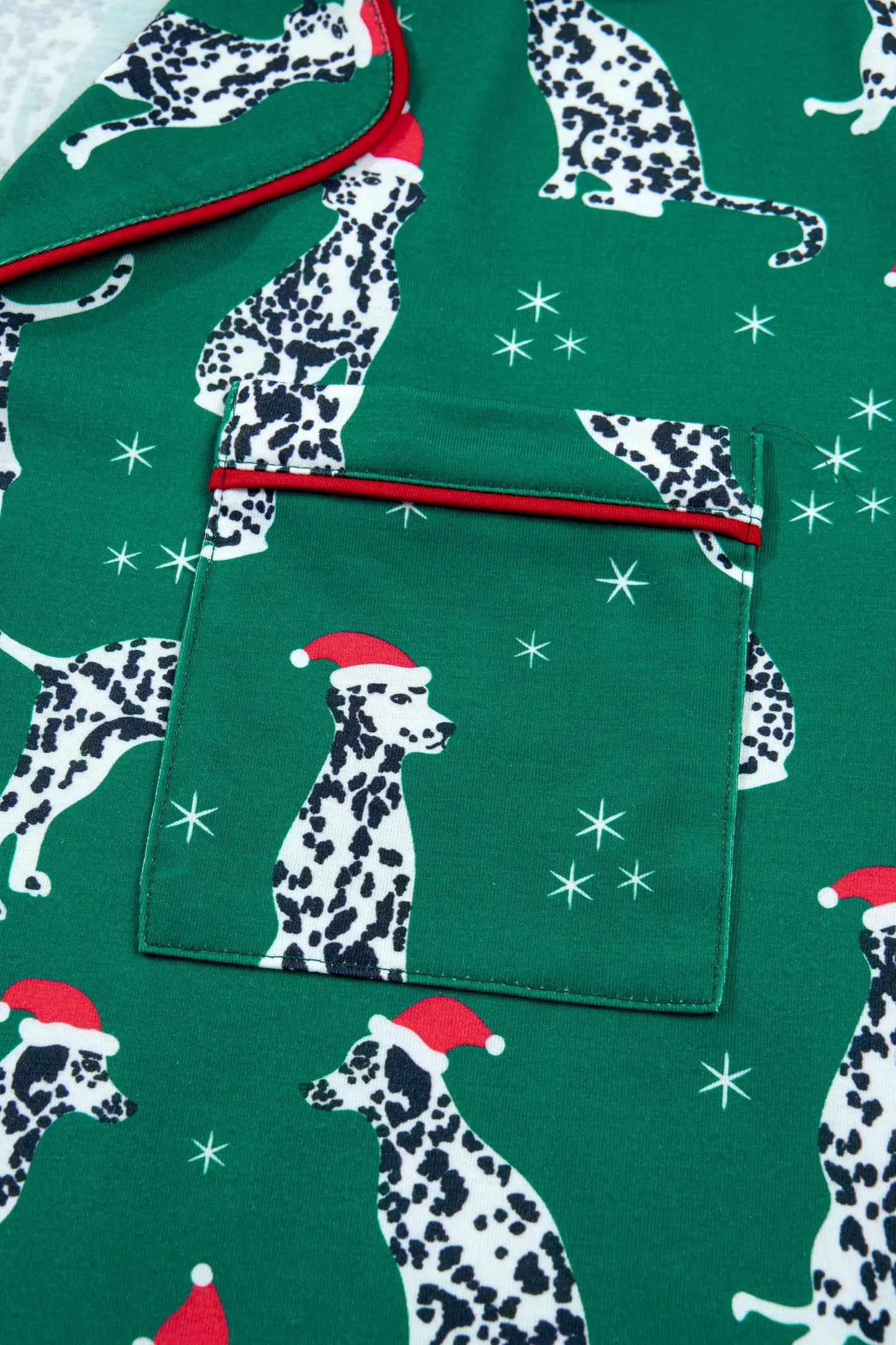 Green Long Sleeve Dog Print Two Piece Shift Lounge Set