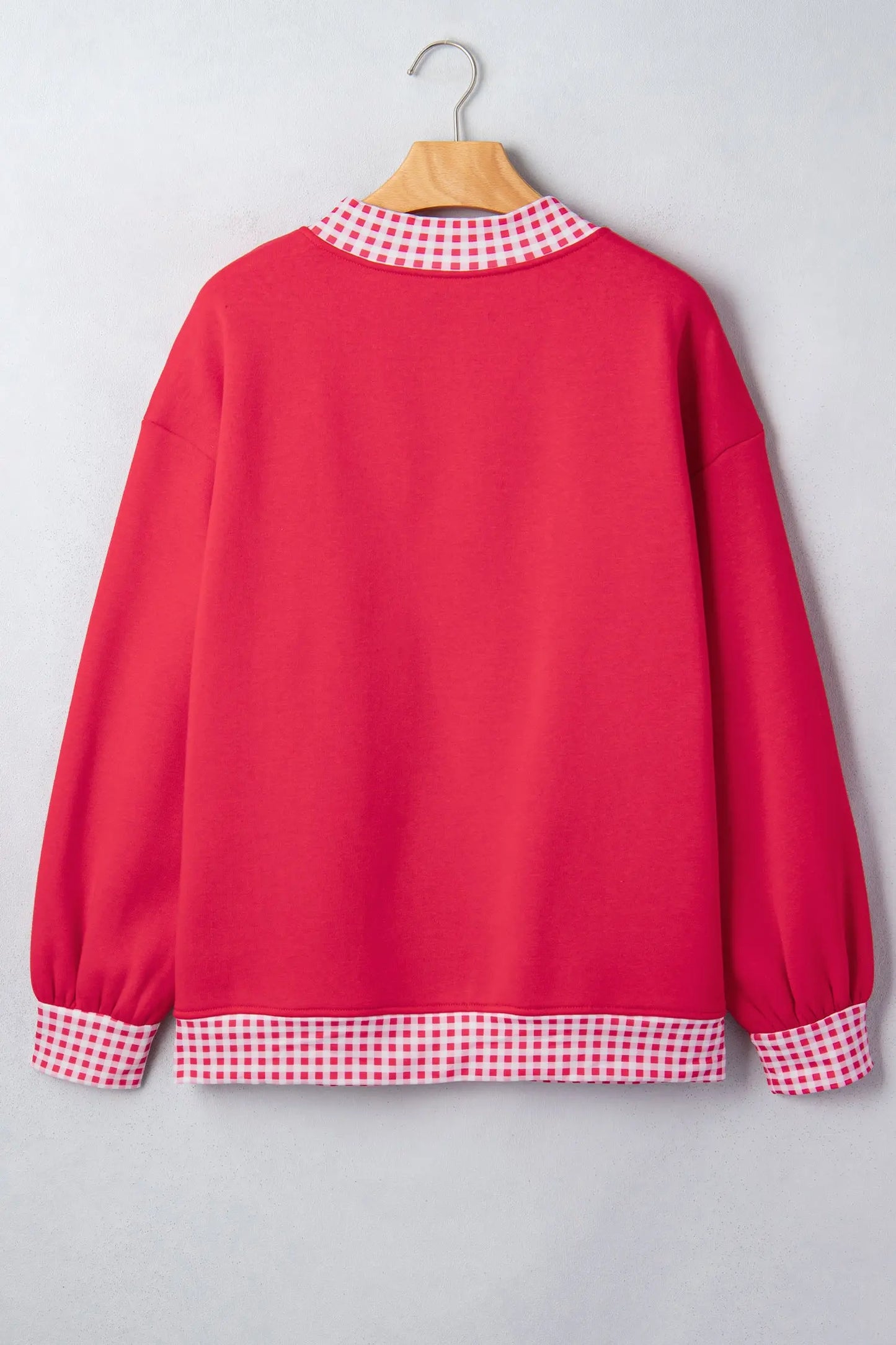 Pink Colorblock Polka Dot Contrast Trim Oversized Sweatshirt