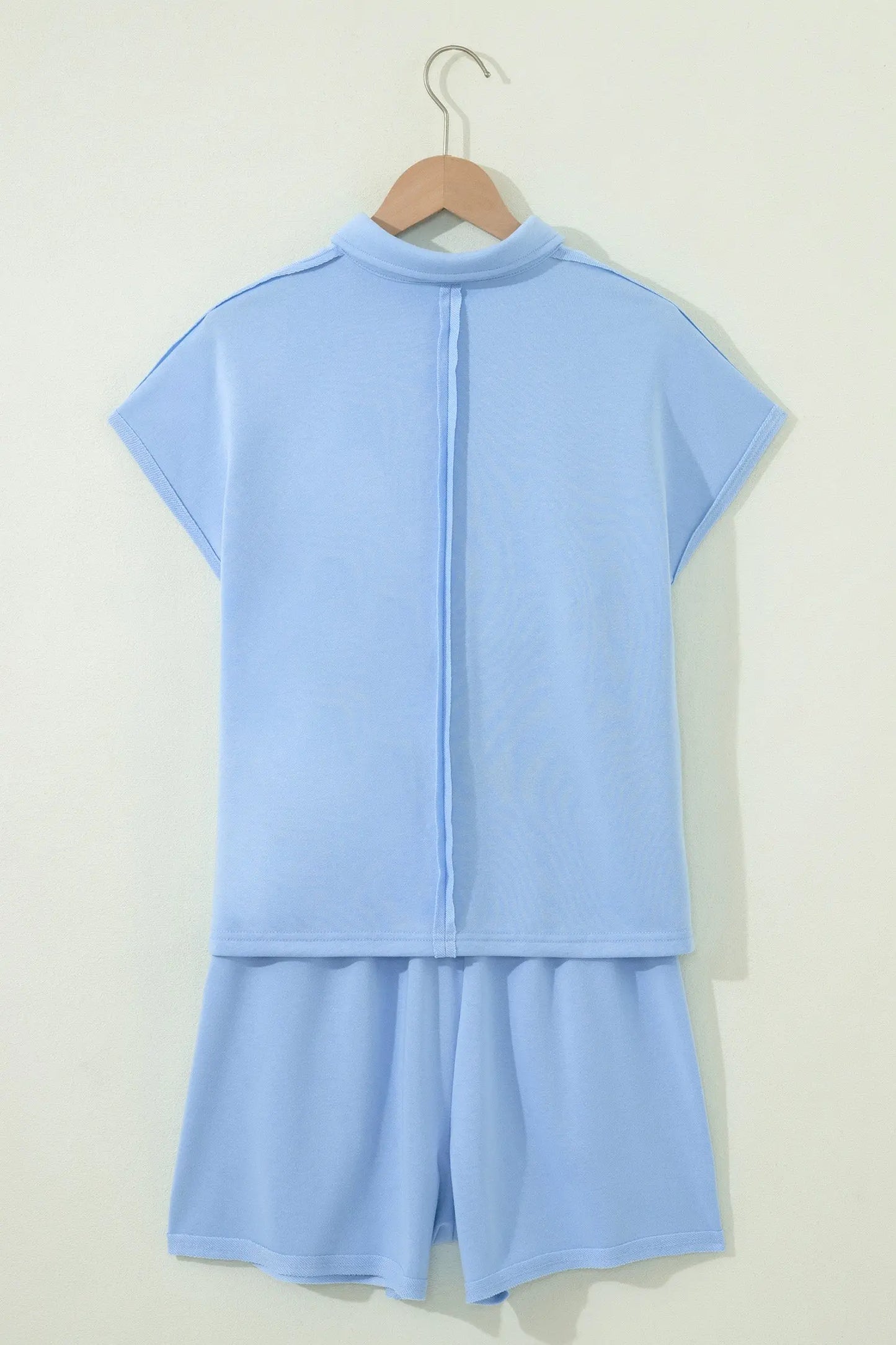 Banana Cream Loose Polo Tee Elastic Waist 2pcs Short Set Nataliz