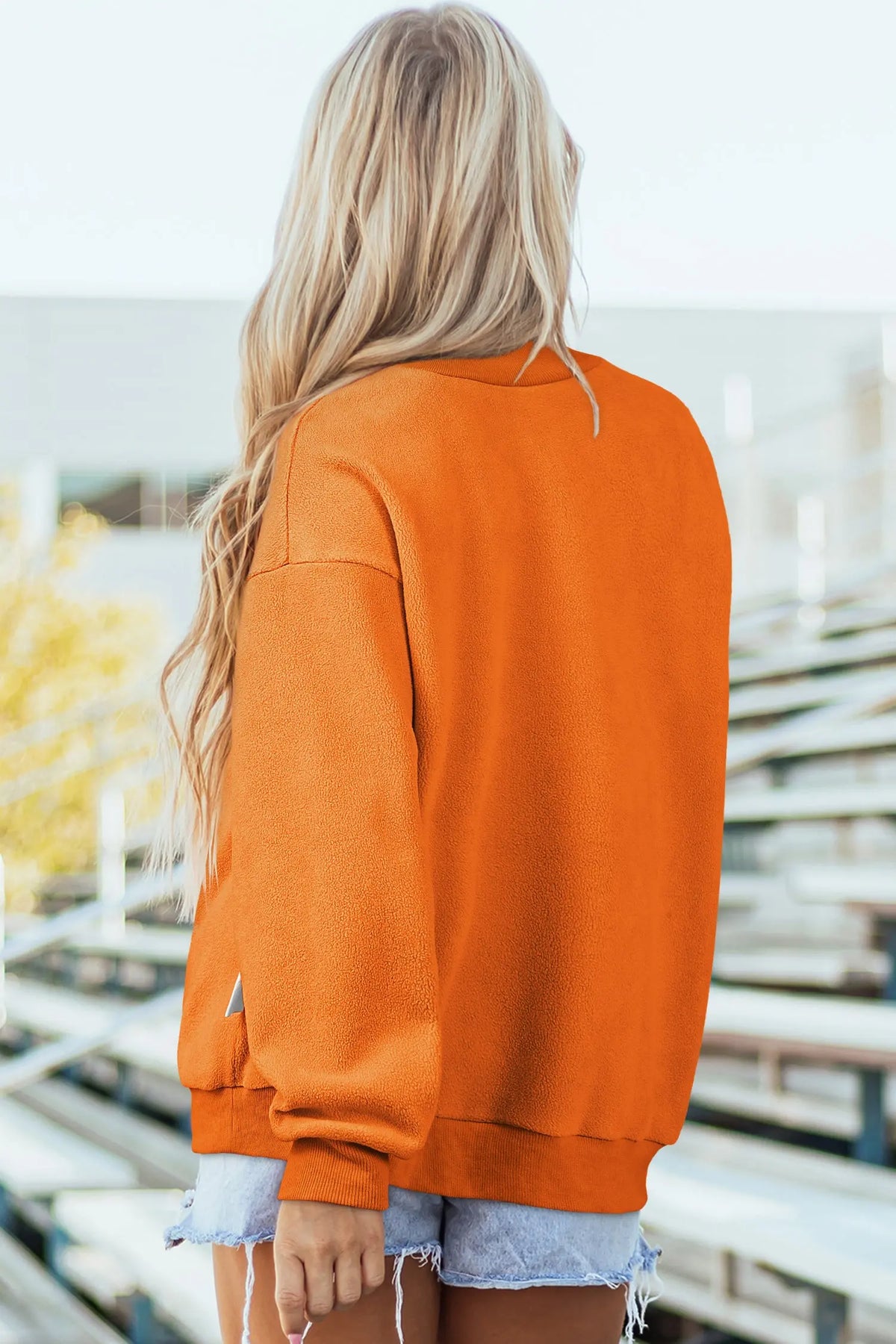Bluing Oversize Drop Shoulder Reversible Mock Neck Sweatshirt