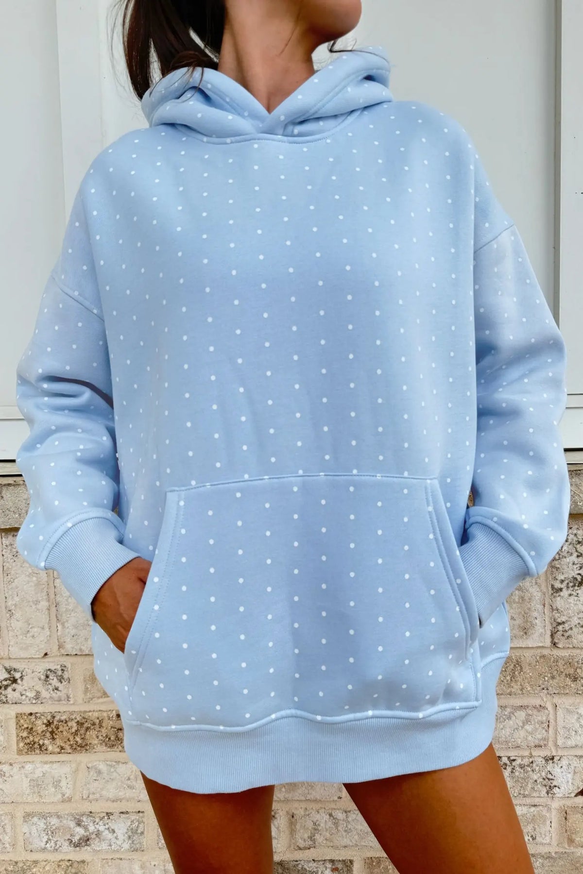 Pink Polka Dot Printed Oversized Hoodie Casual Shorts 2pcs Set