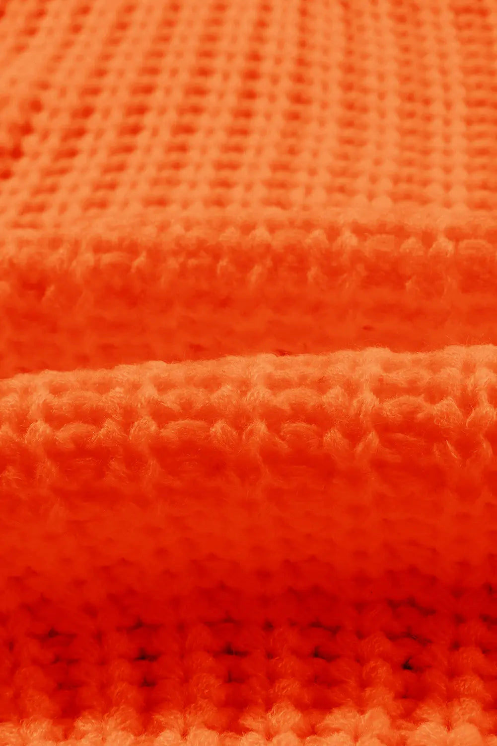 Orange Ribbed Knit Round Neck Slouchy Chunky Sweater