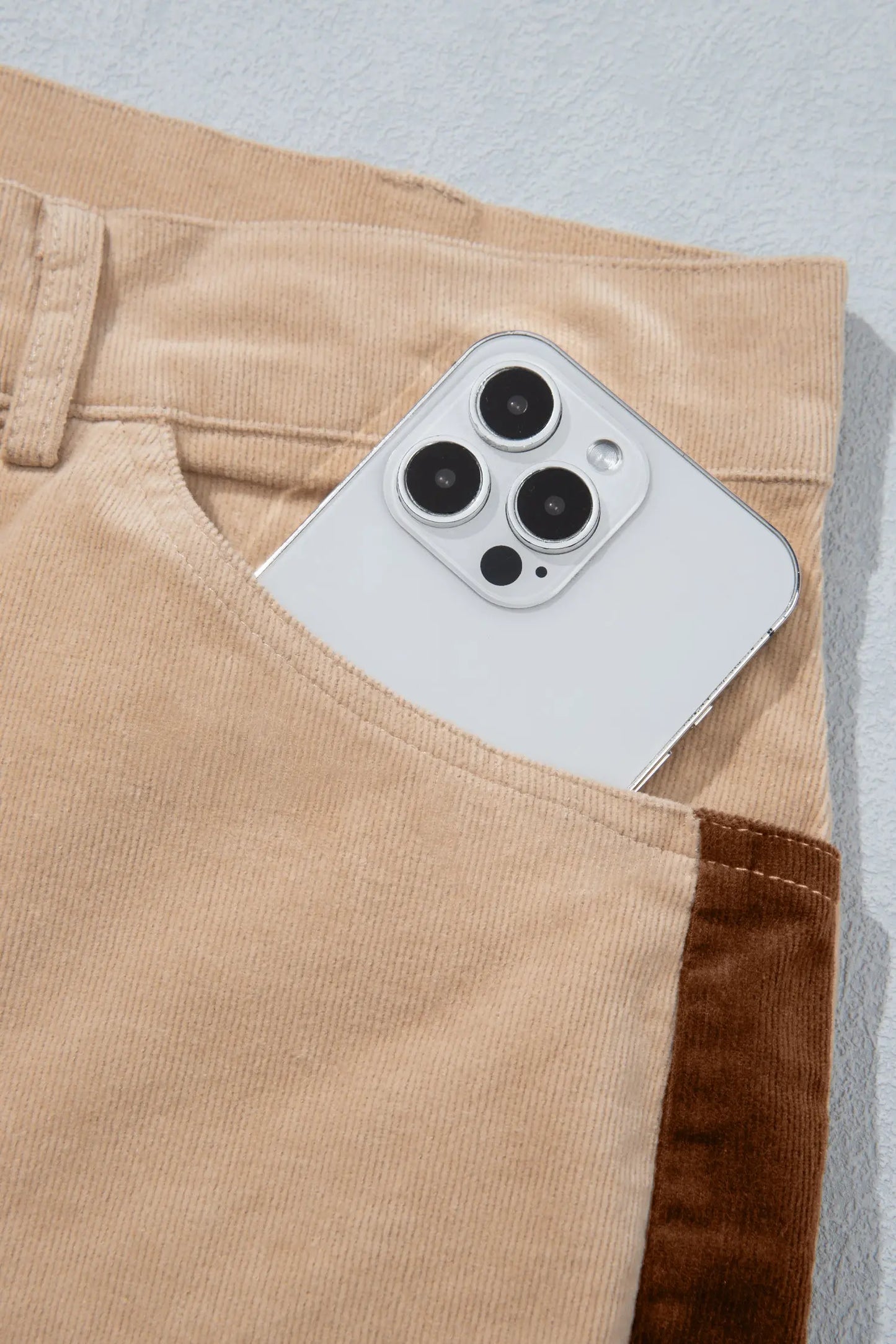 Smoke Gray Corduroy Side Panel Colorblock Straight Leg Pants