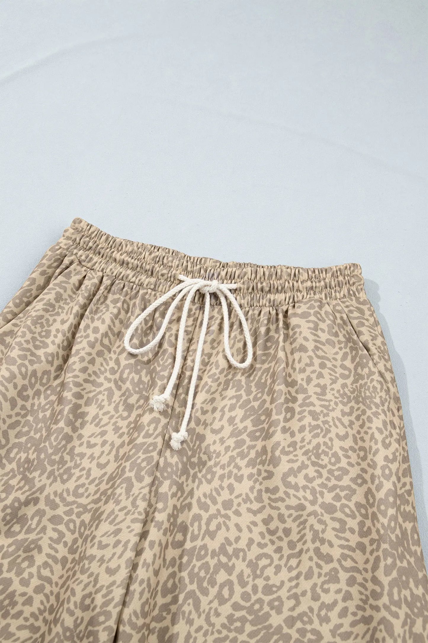 Khaki Leopard Star Print Long Sleeve Loose Casual Two Piece Pants Set