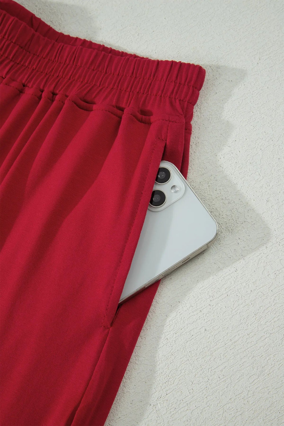 Solid Color Cropped Tank Top and Jogger Pants Set