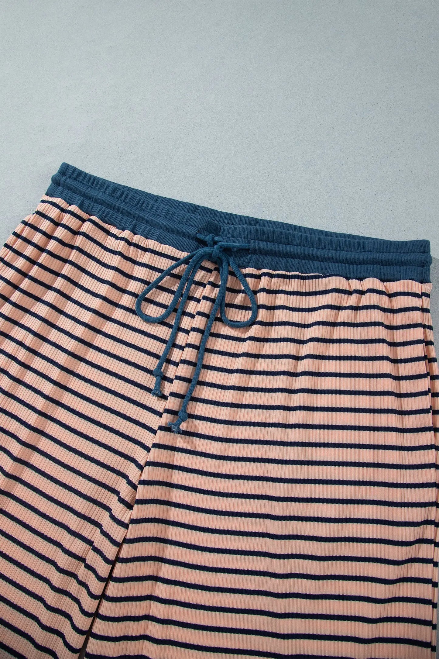 Pink Stripe Striped Colorblock V Neck Long Sleeve Plus Size Set