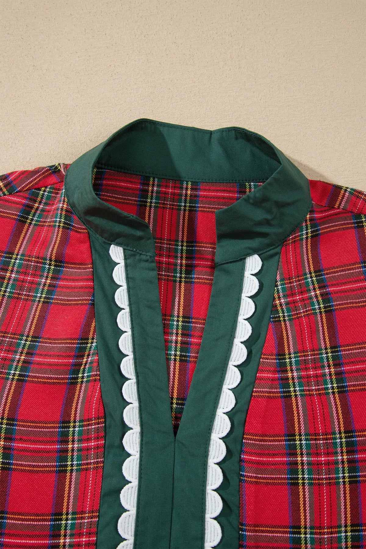 Red Plaid Mini Mini Shift Style Short Sleeve Dress