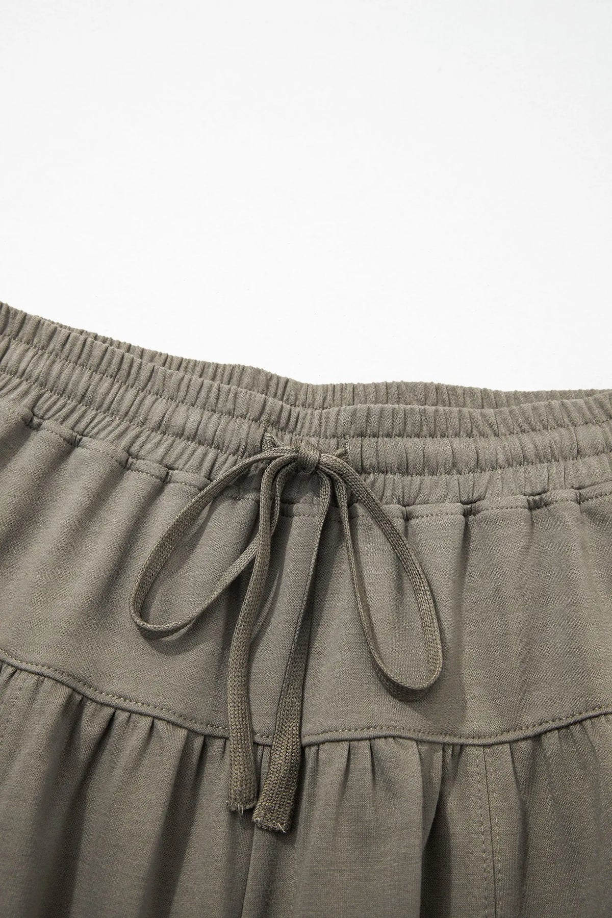 Dirty blue Elastic Waist Drawstring Wide Leg Full Length Pants