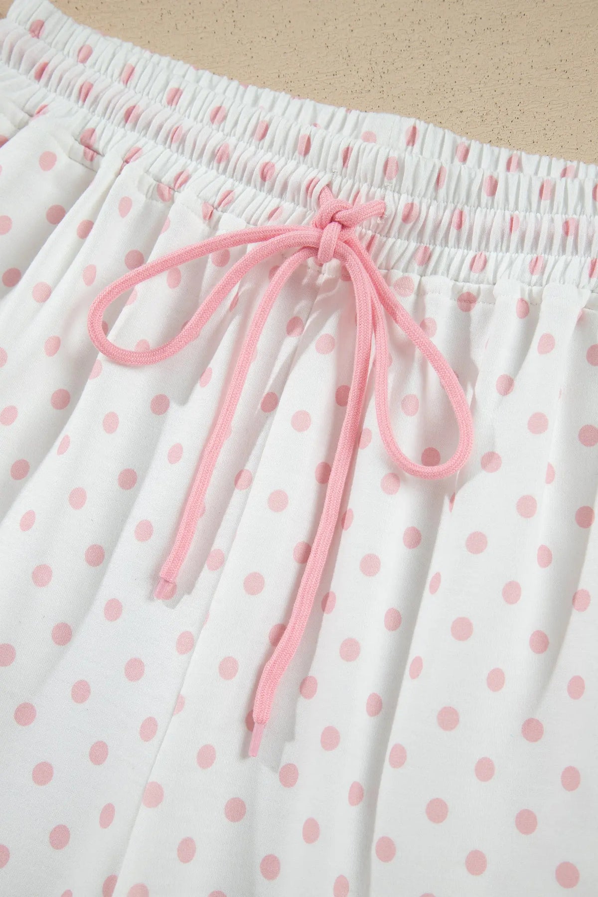 Pink Polka Dot Patchwork Colorblock Long Sleeve Casual Two Piece Pants Set detail view · nz-alt-v1