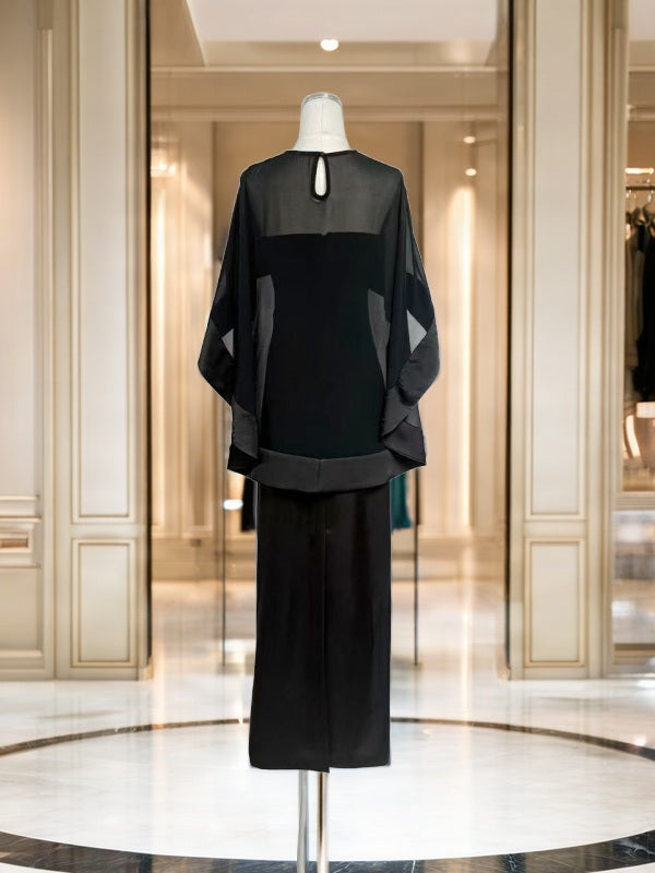 Cape Sleeve Maxi Gown with Structured Bodice mannequin view · nz-bg-v1