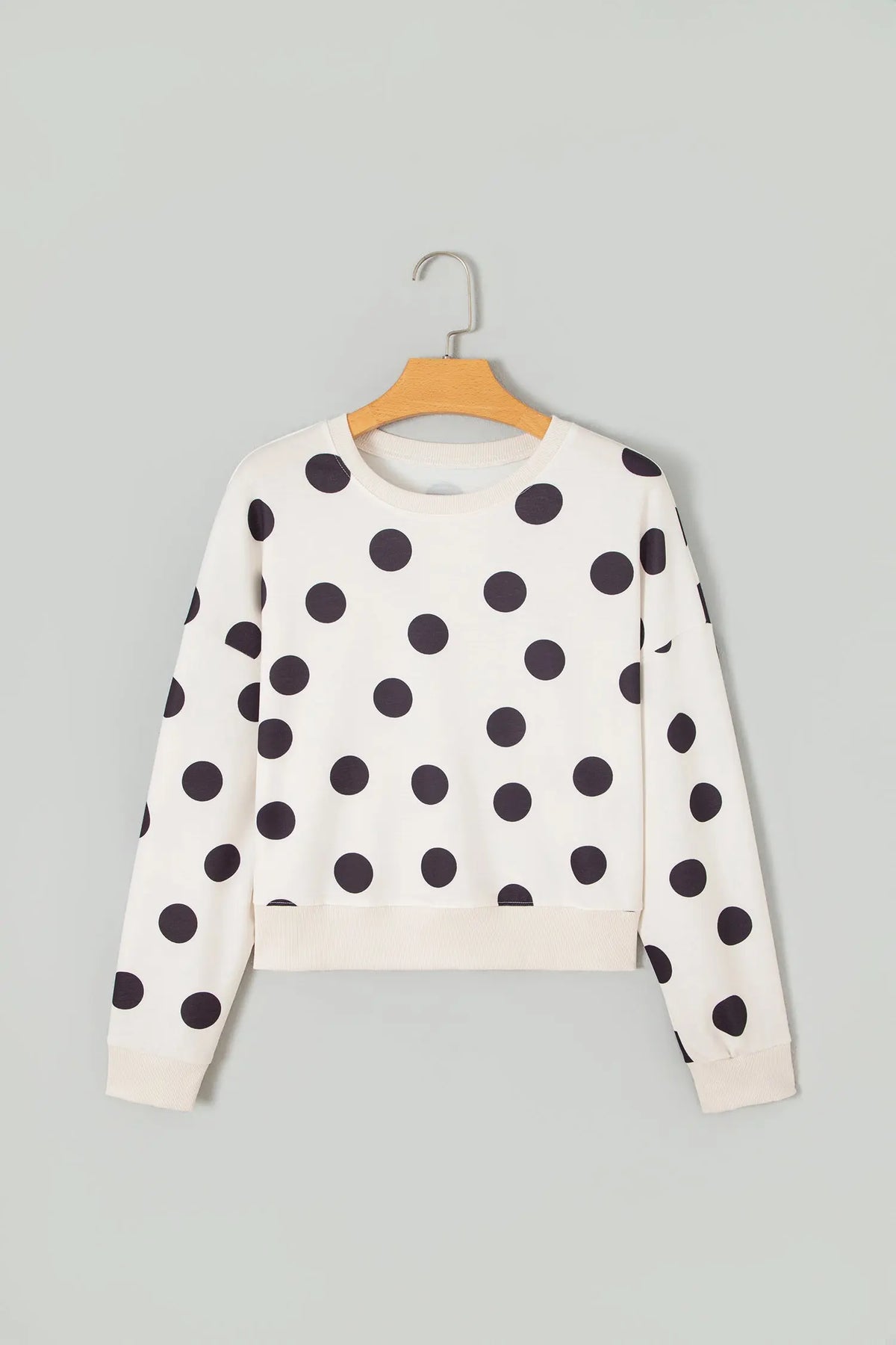 Casual Polka Dot Round Neck Pullover Sweatshirt
