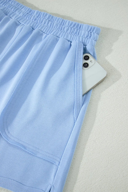 Banana Cream Loose Polo Tee Elastic Waist 2pcs Short Set Nataliz