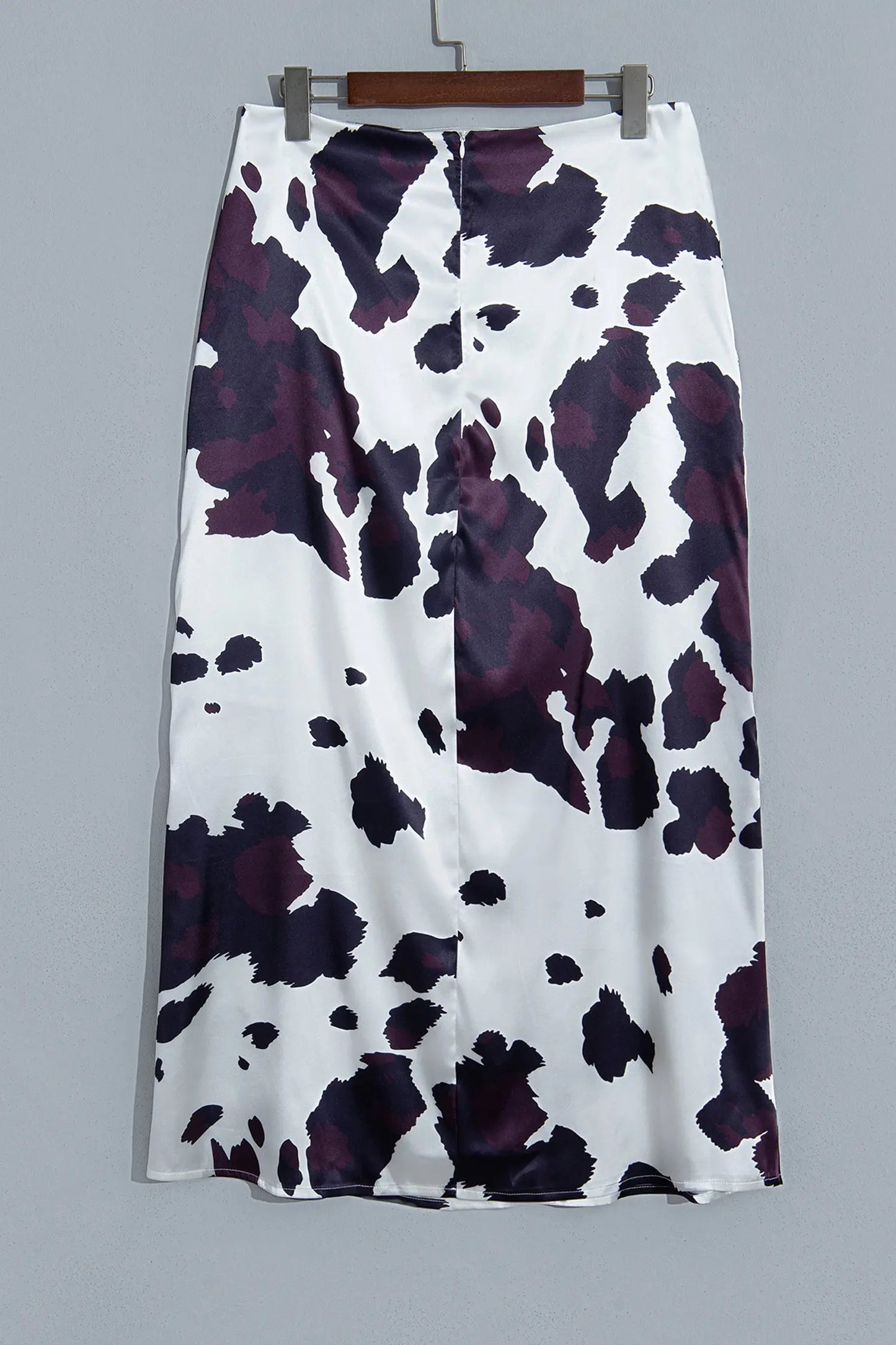 Brown Abstract Print Western Long Metal Zip-Up Waist Daily Wear Skirt