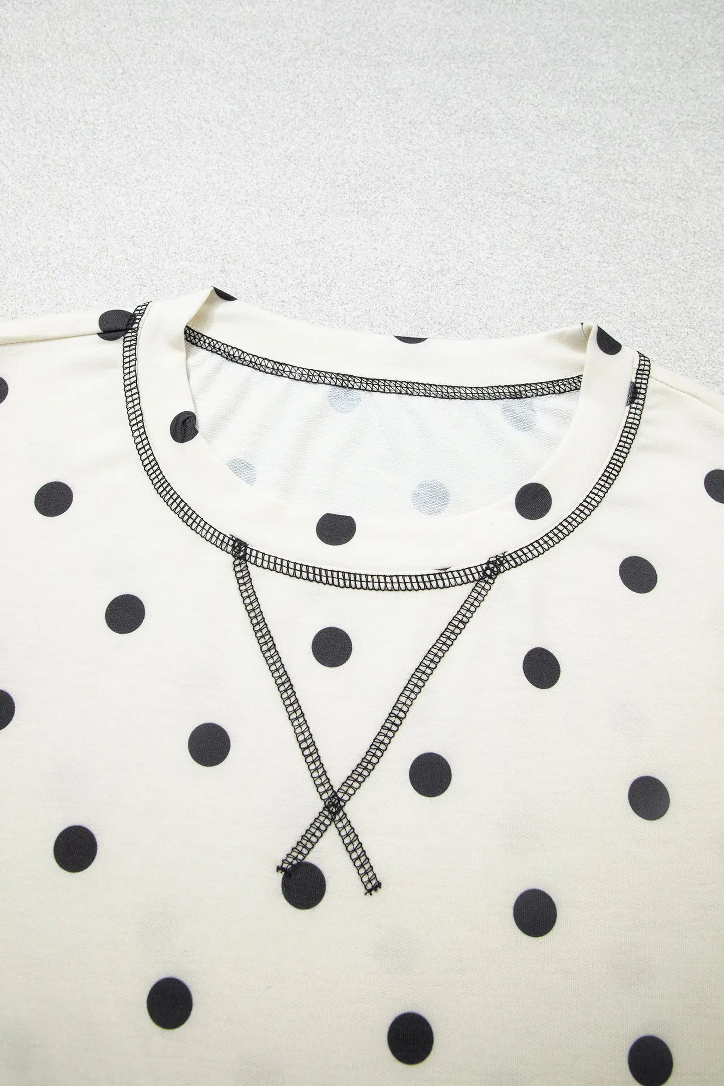 Black Polka Dot Half Sleeve Loose Top Elastic Waist Casual Pants Set