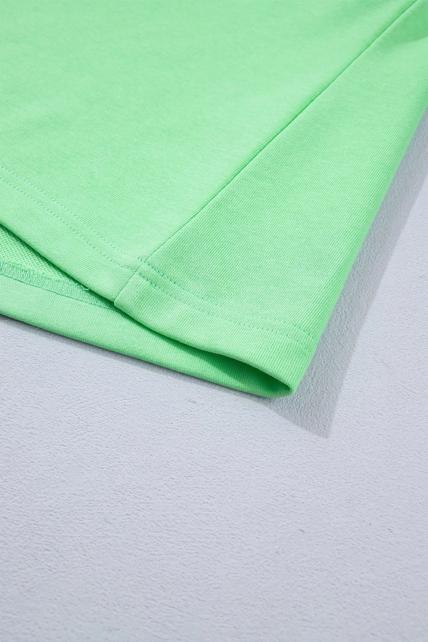 Green Color Block Accent Half Zip Top Athleisure Shorts Set