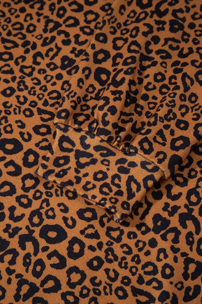 Brown Leopard Print Long Sleeve Top Relaxed Pant Set