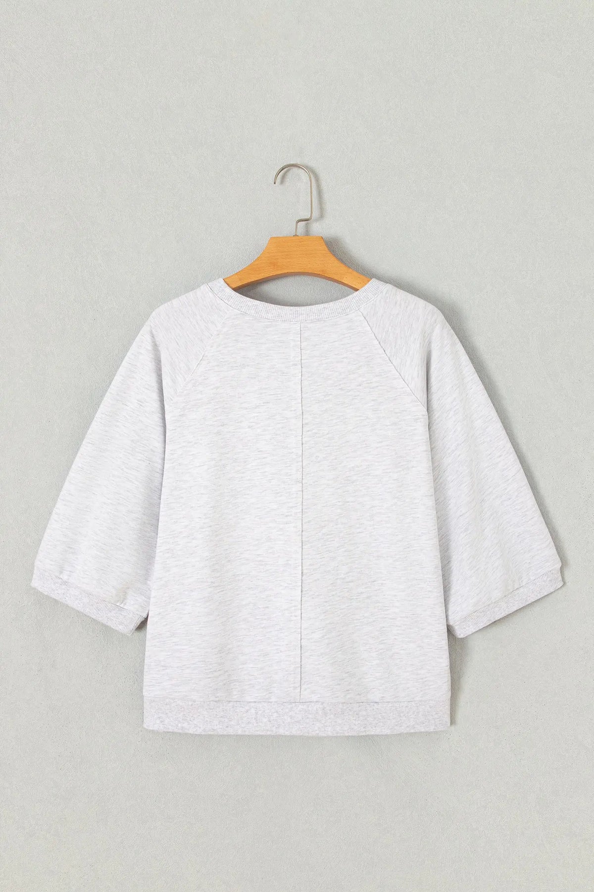 Light Grey GOD IS GOOD Patchwork Applique Relaxed 3/4 Sleeve Tunic Top
