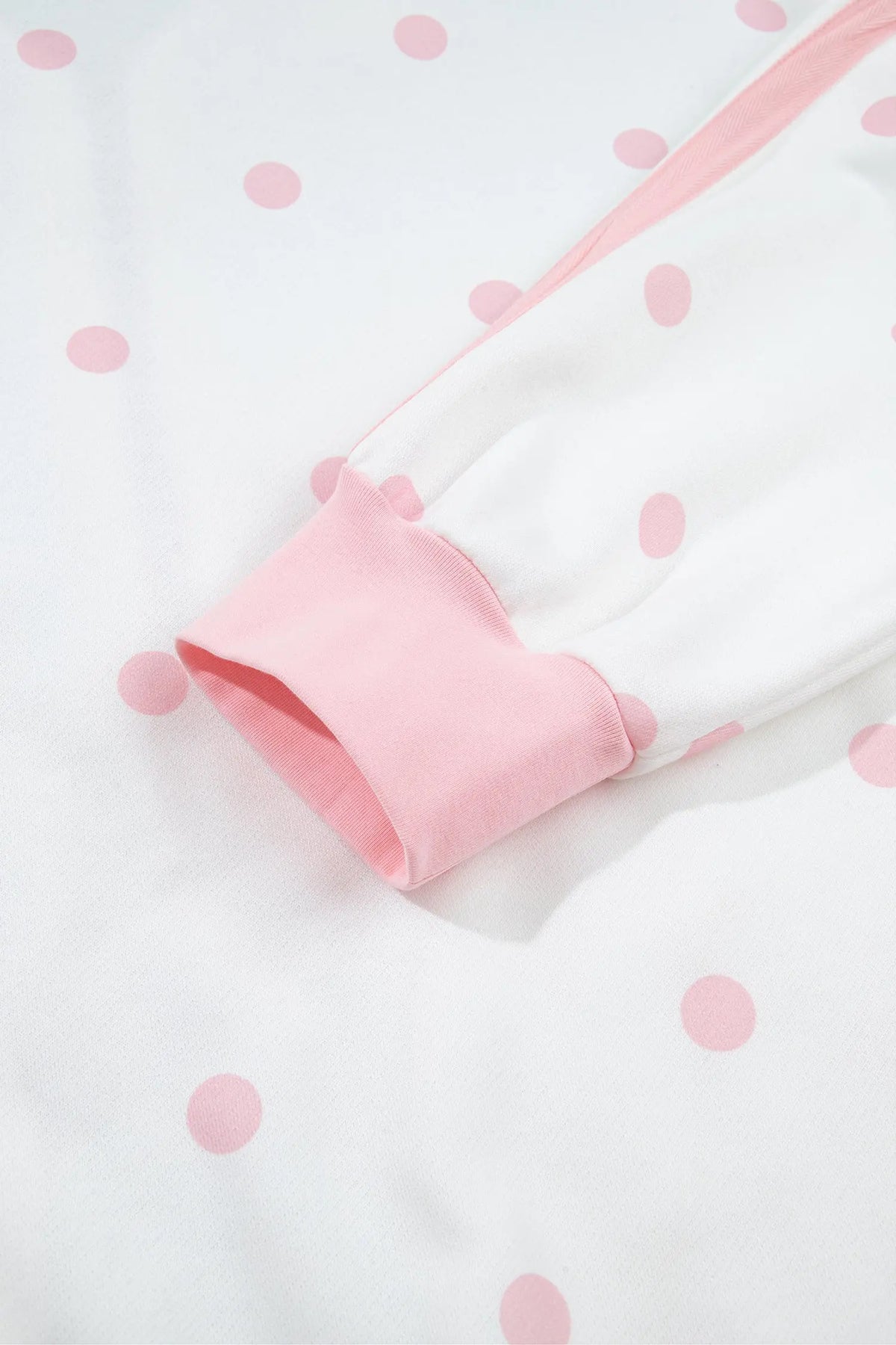 Pink Polka Dot Half Zip Drop Shoulder Relaxed Sweatshirt