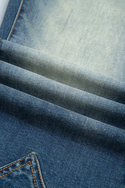 Sail Blue Pocket Detail Flare Leg Jeans
