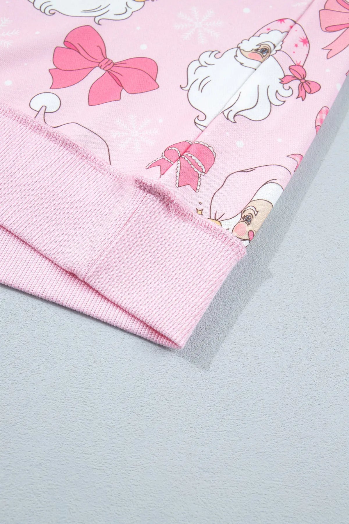 Pink Abstract Santa Print Drop Shoulder High Neck Sweatshirt