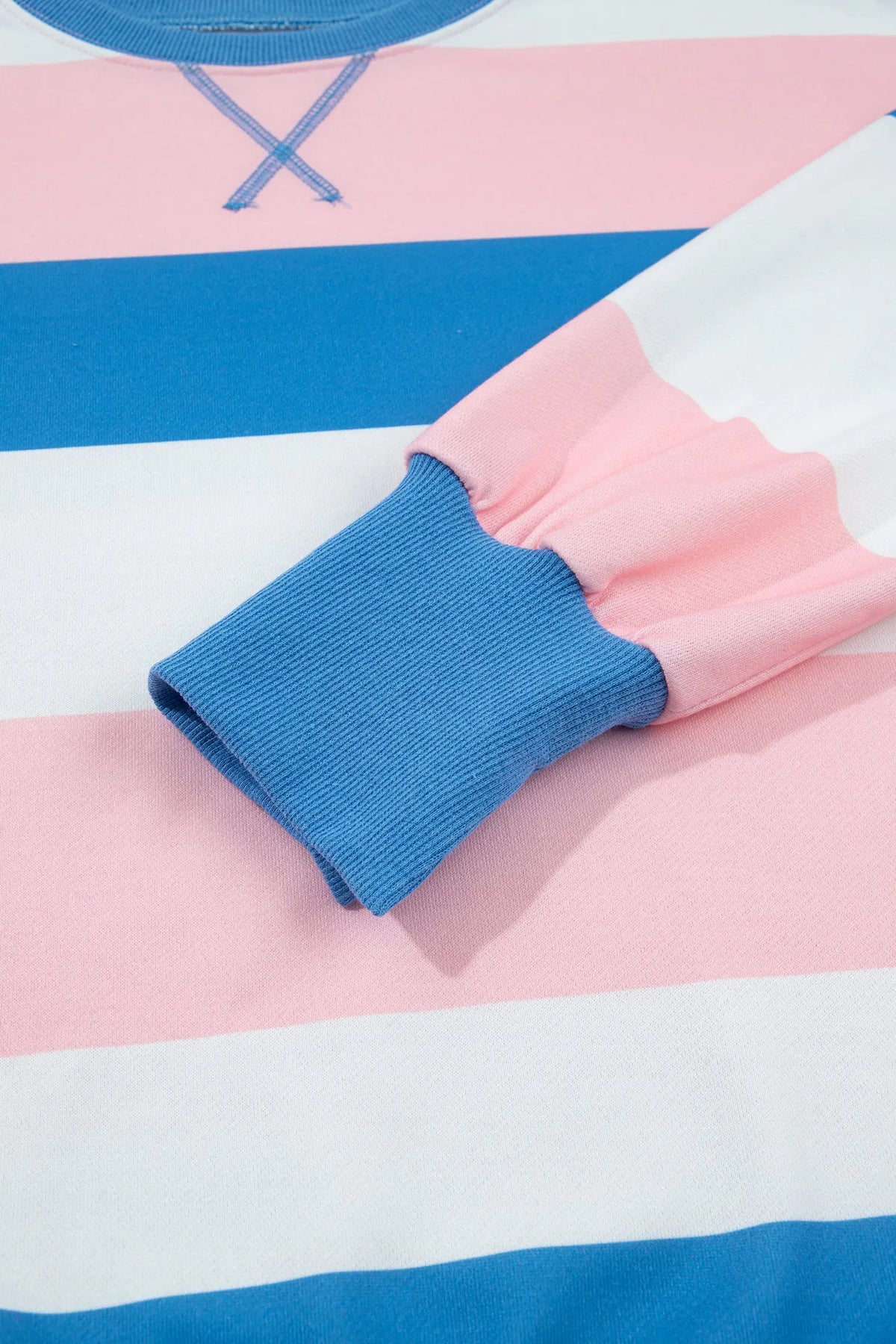 Pink Stripe Side Split Oversized Long Sleeve Top detail view · nz-alt-v1