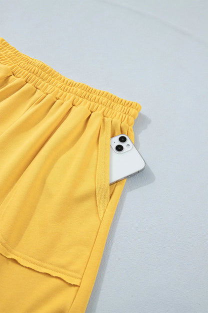 Banana Cream Loose Polo Tee Elastic Waist 2pcs Short Set Nataliz