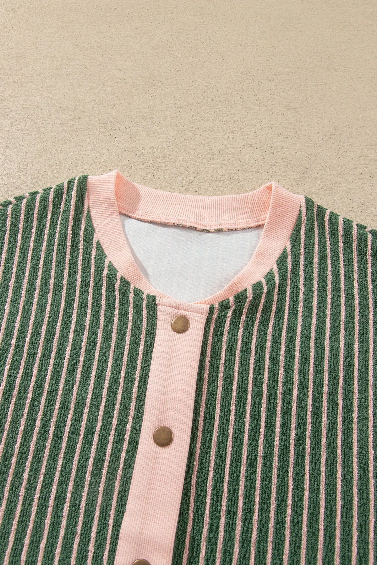 Stripe Striped V Neck Patchwork Long Sleeve Regular Fit Cardigan