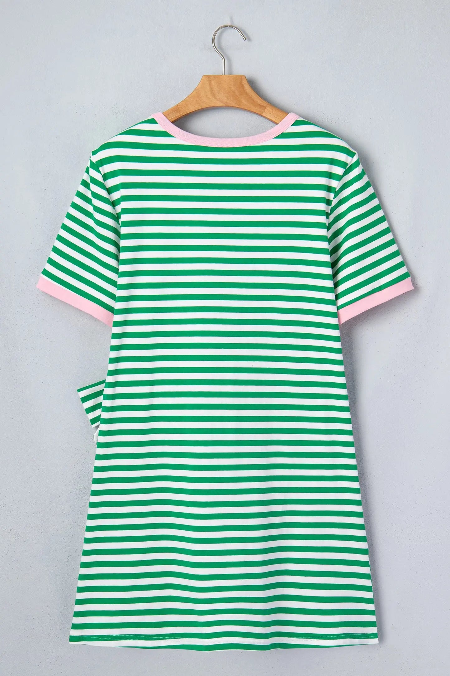 Sky Blue Stripe Nautical Tie Contrast Trim Round Neck T Shirt Mini Dress Nataliz
