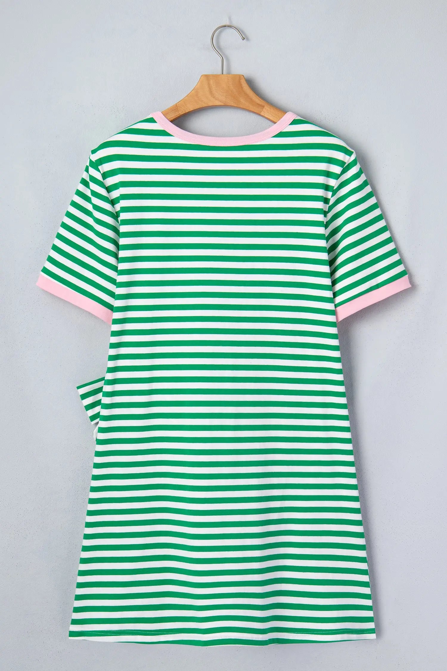 Sky Blue Stripe Nautical Tie Contrast Trim Round Neck T Shirt Mini Dress Nataliz