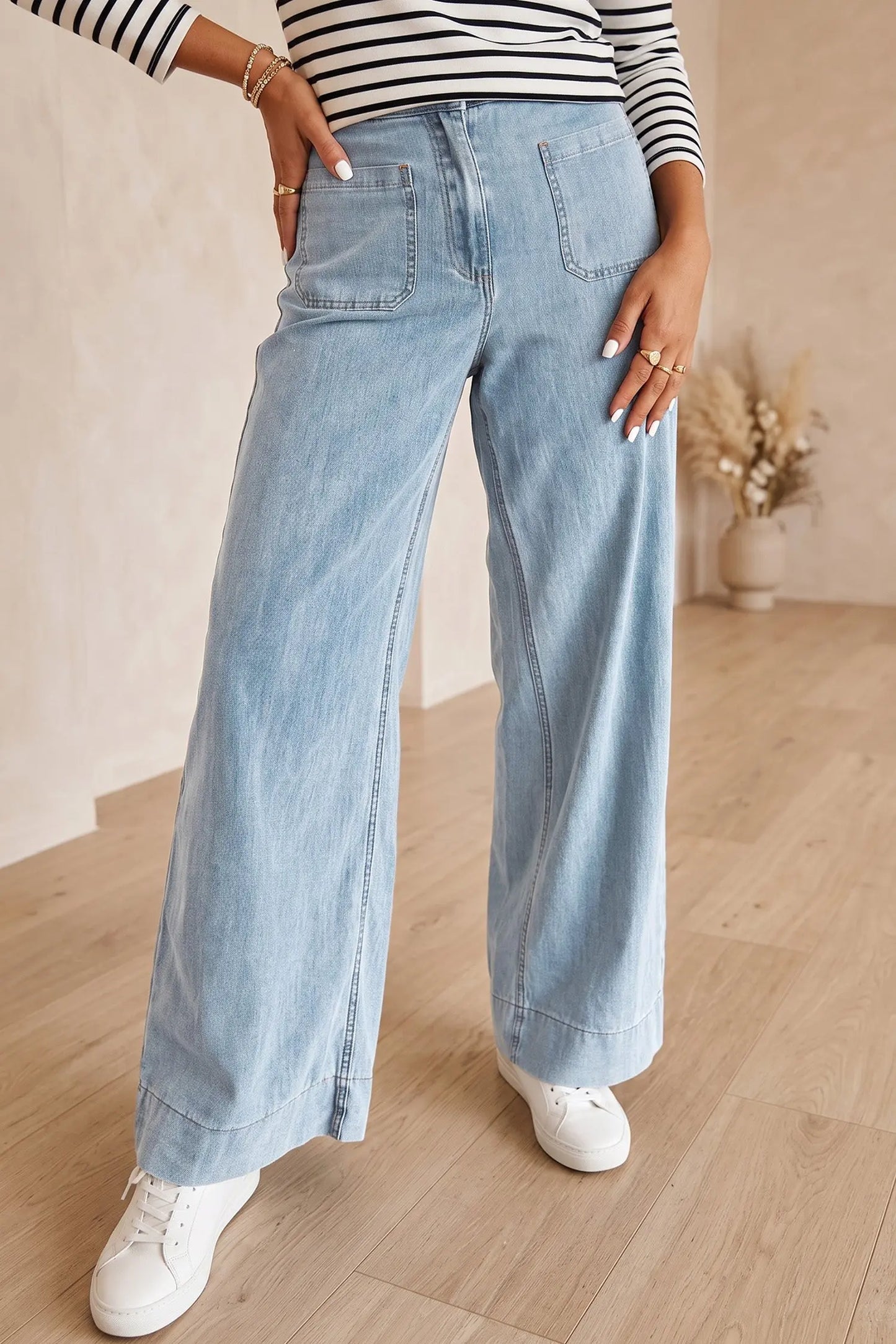Beau Blue Solid Full-Length Regular Pocket Detail Wholesale Denim Jeans