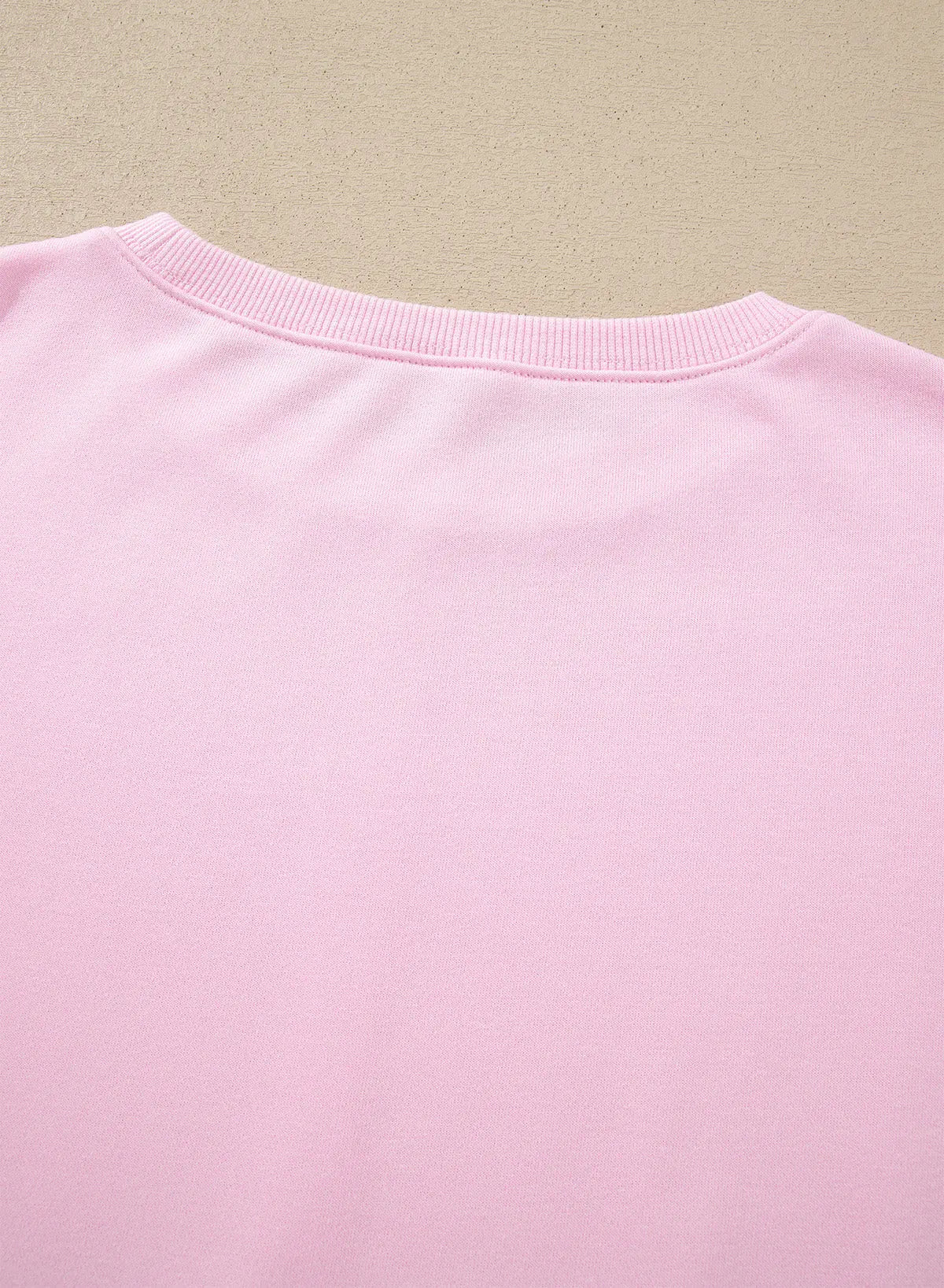 Parchment Solid Color Raw Seam Lace Detail Loose Casual Sweatshirt