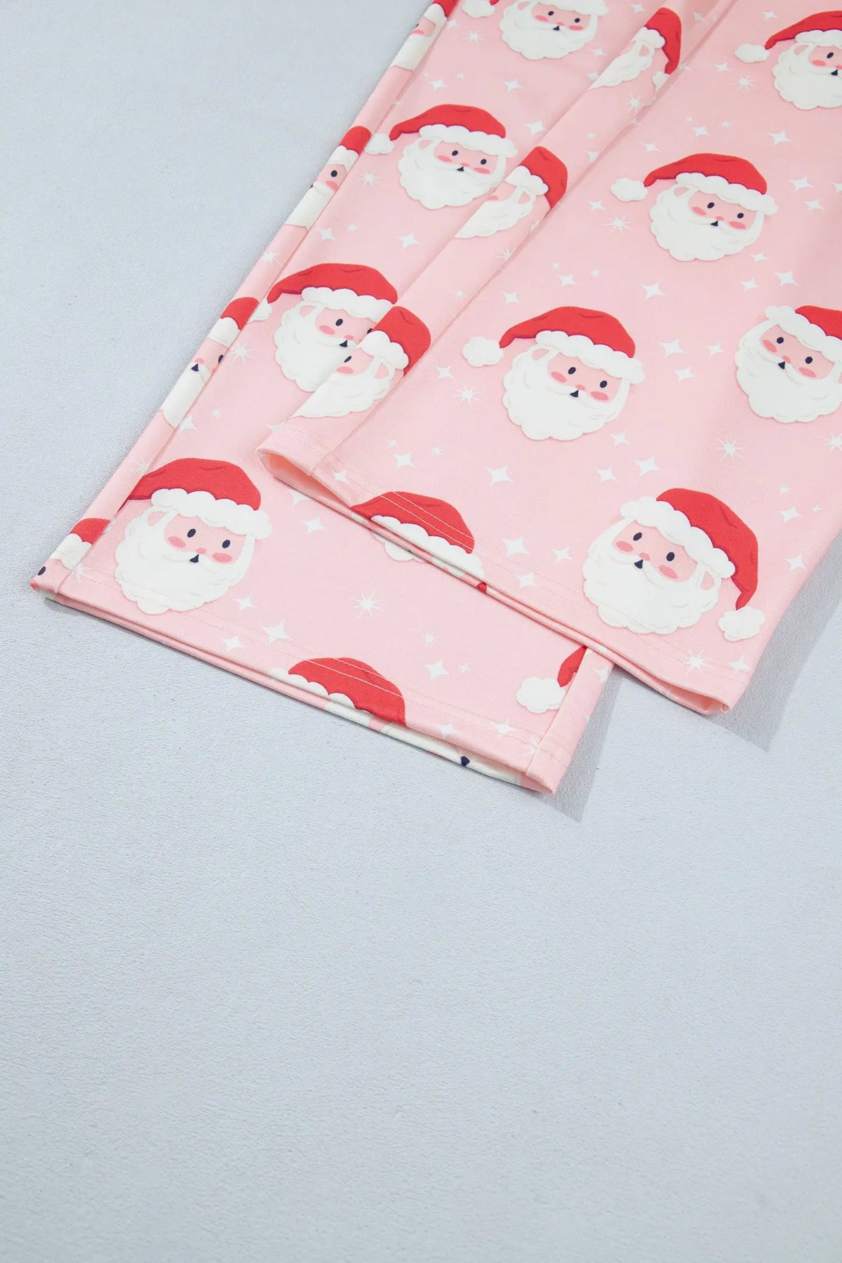 Pink Abstract Santa Pattern Long Sleeve Two Piece Shift Lounge Set