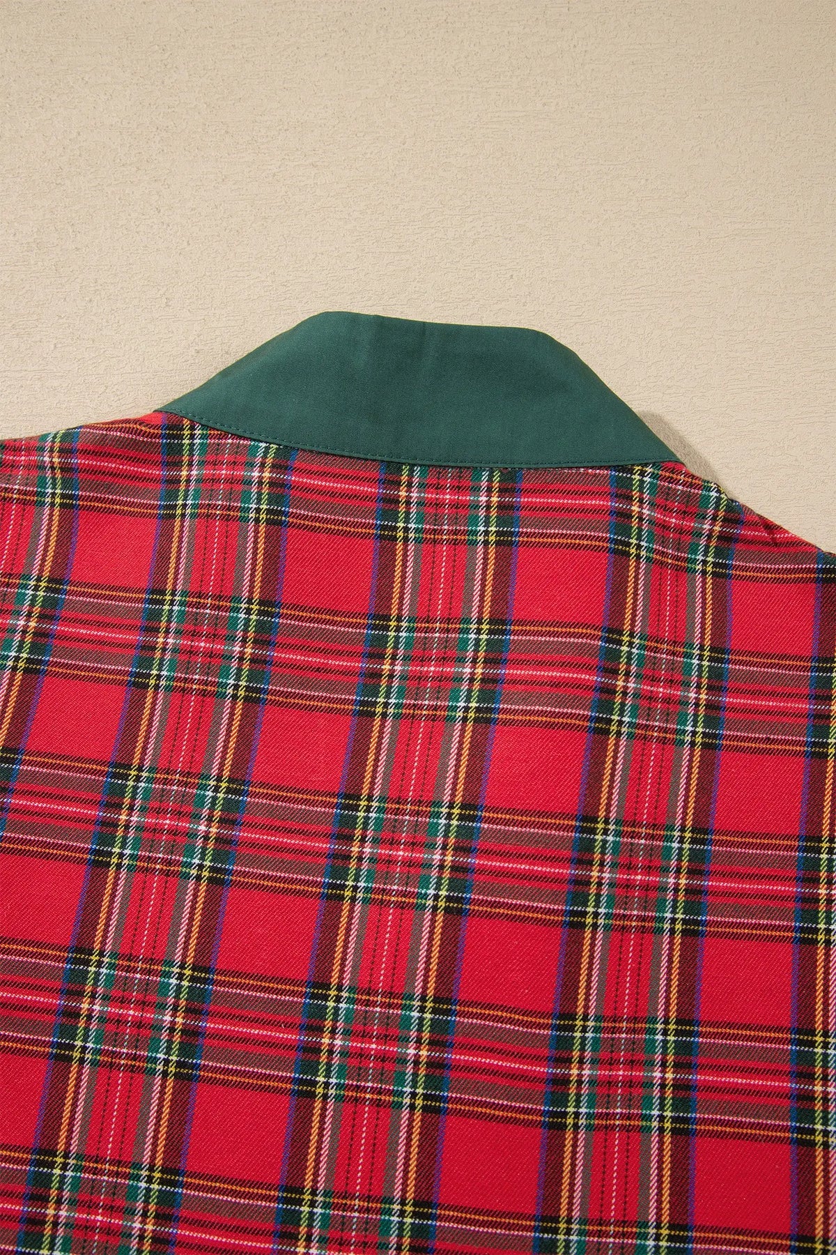 Red Plaid Mini Mini Shift Style Short Sleeve Dress