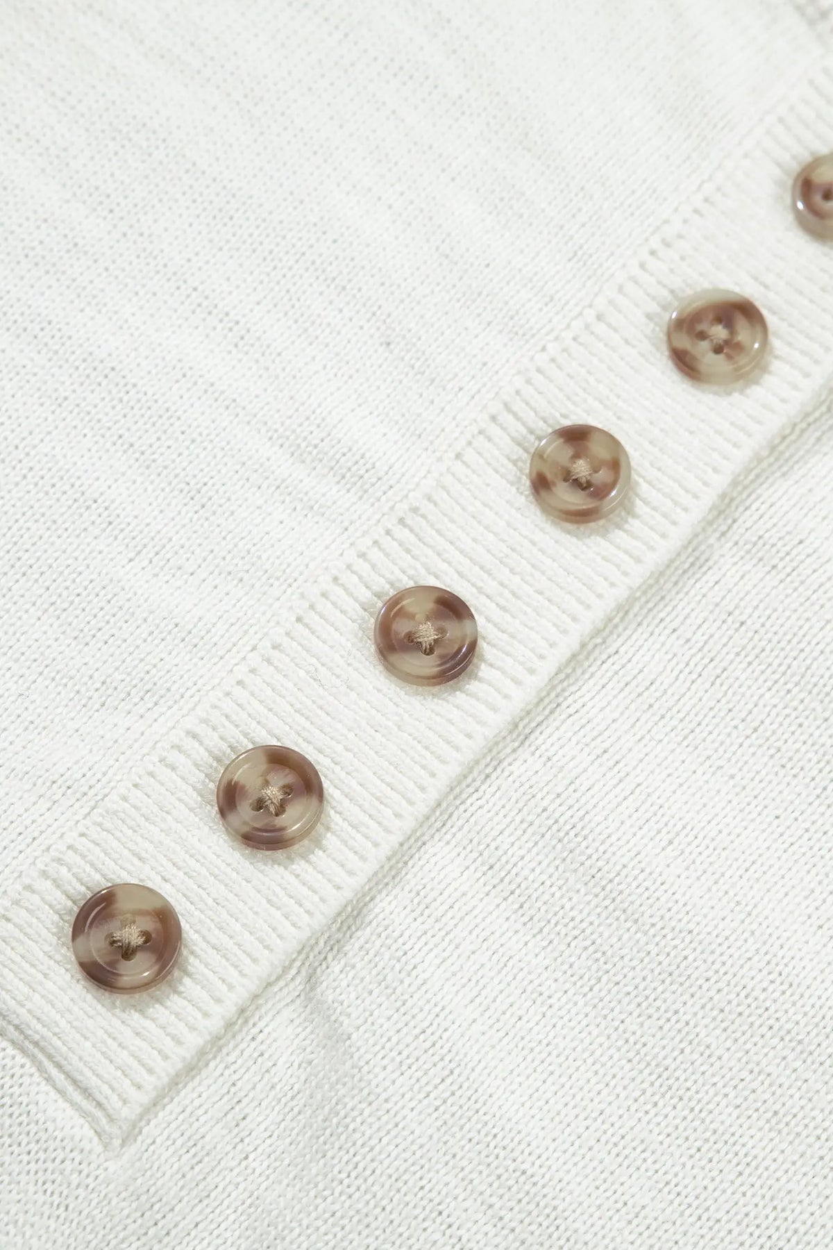 Khaki Polka Dot Contrast Long Sleeve Button V Neck Sweater