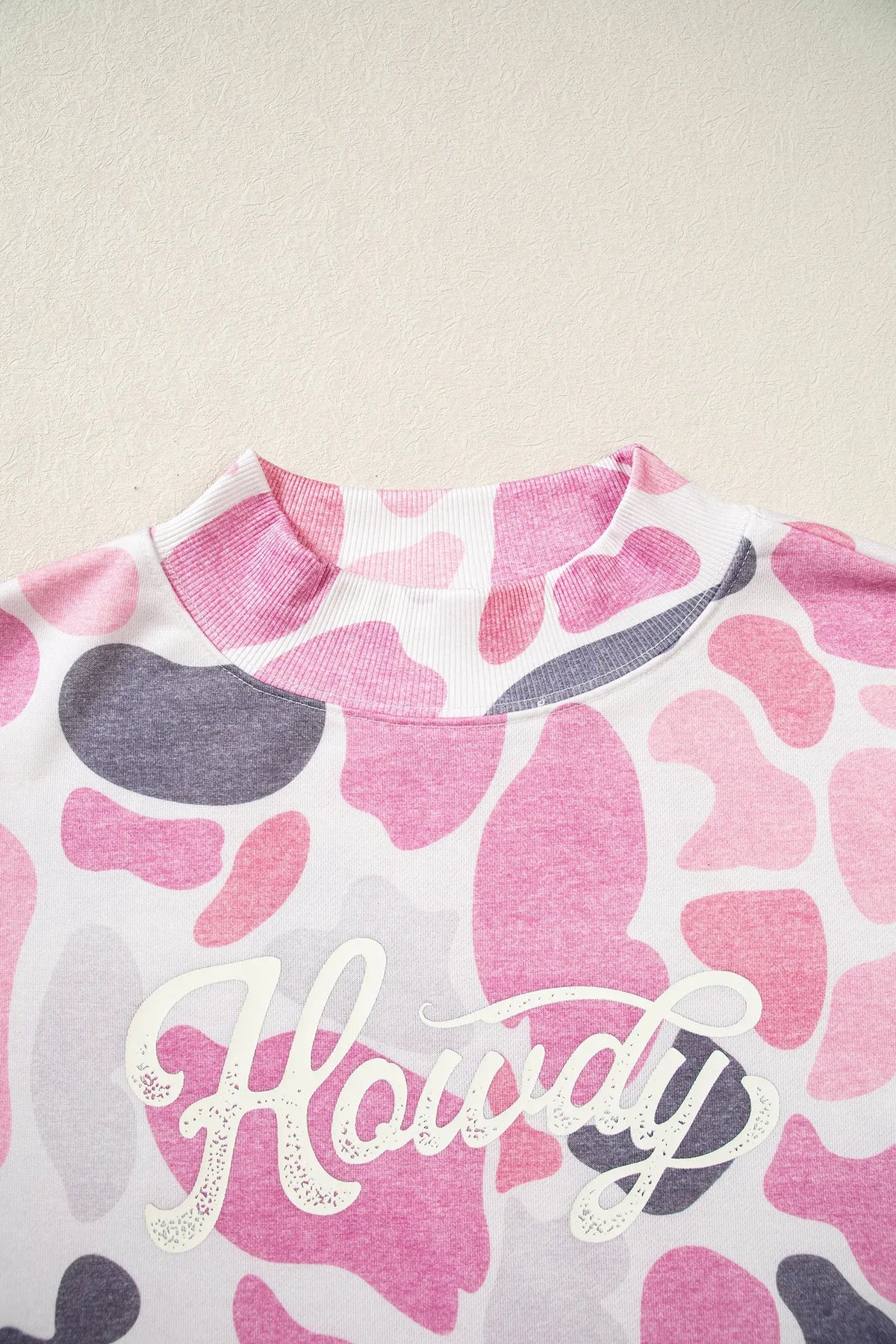 Camo Print Howdy Western Style Baggy Pullover Sweatshirt