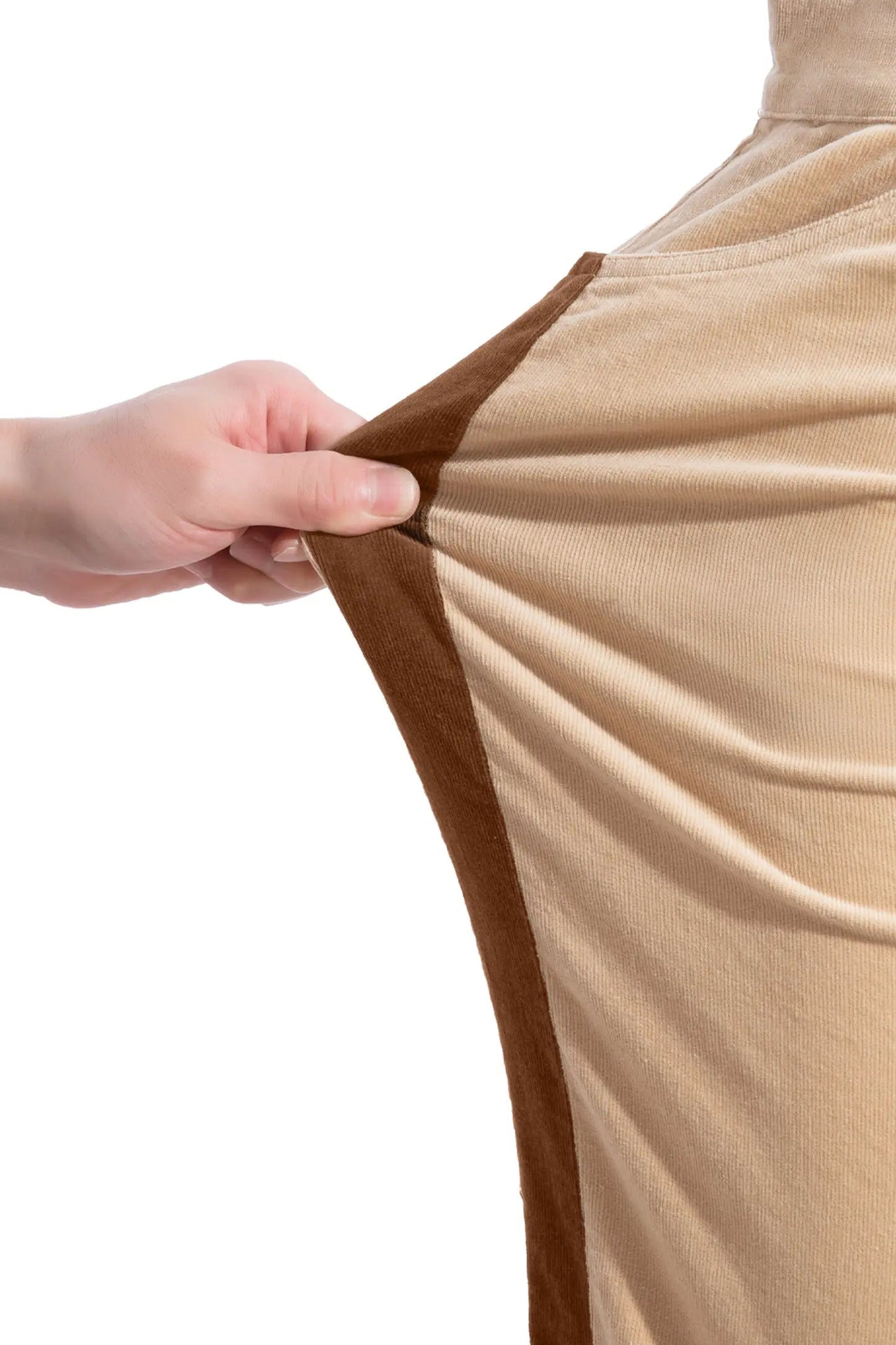 Smoke Gray Corduroy Side Panel Colorblock Straight Leg Pants