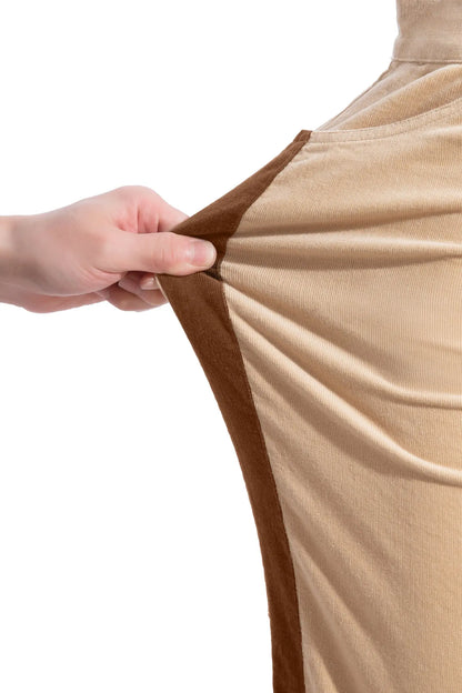 Smoke Gray Corduroy Side Panel Colorblock Straight Leg Pants