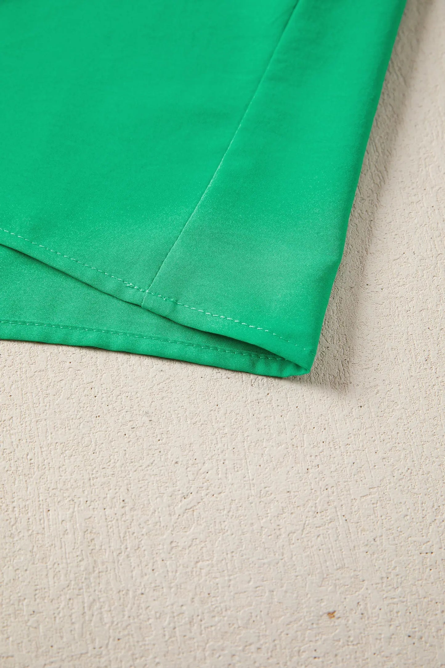 Bright Green Solid Color V Neck Short Puff Sleeve High Waist Tiered Maxi Dress - Casual Dresses