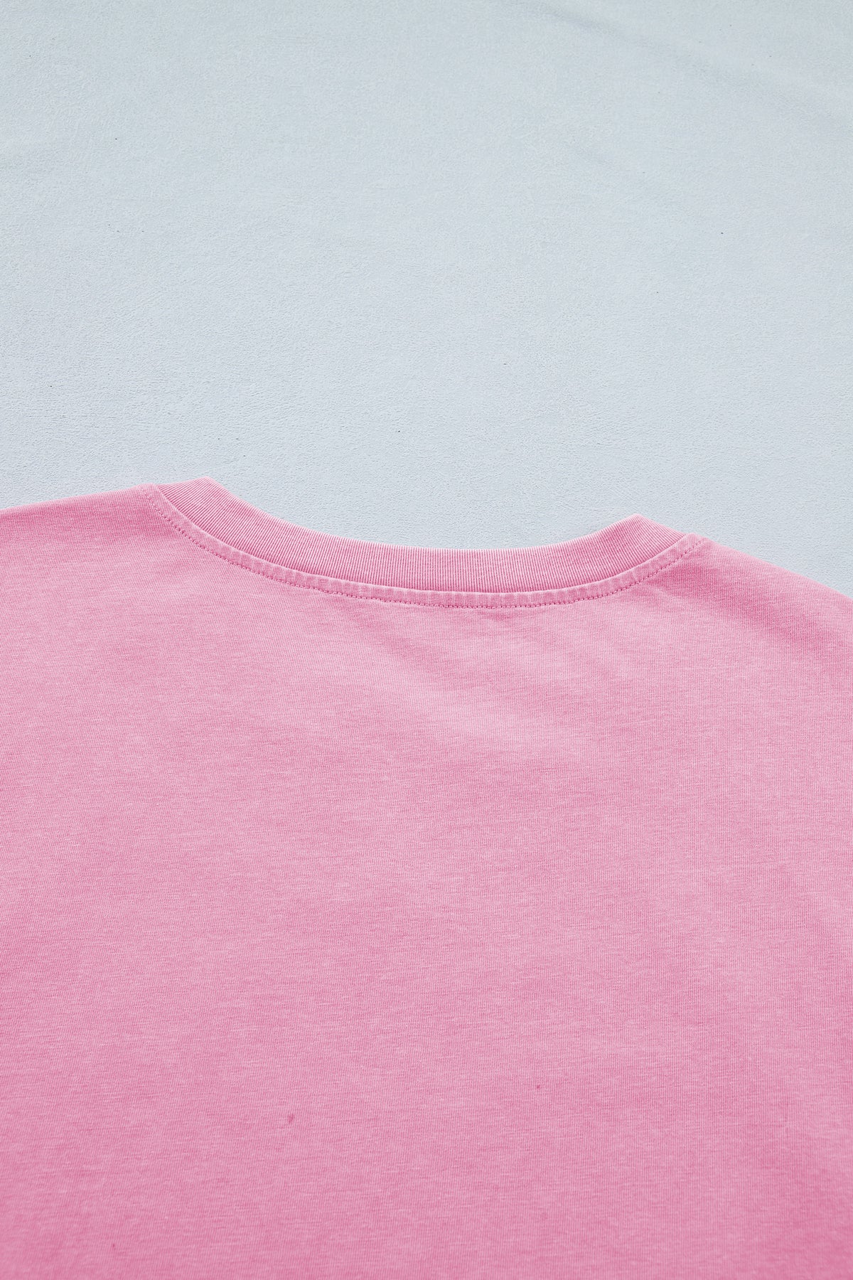 Cotton Raw Cut Notched Neck Lace Patchwork Detail Mineral Wash Tee