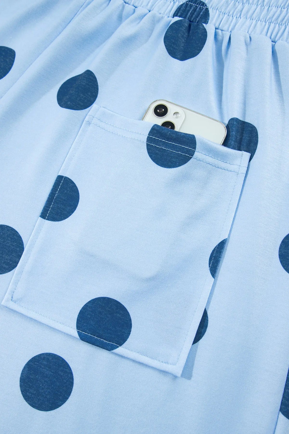 Brown Polka Dot Elastic Waist Wide Leg Plus Size Pants