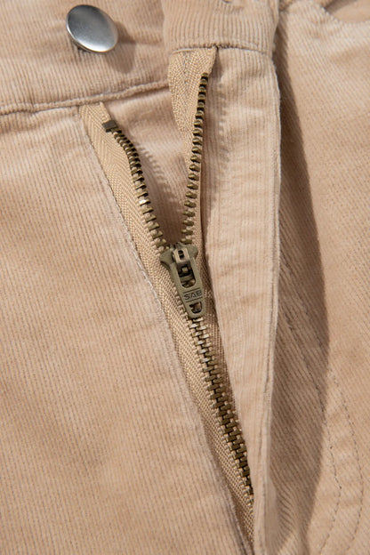 Smoke Gray Corduroy Side Panel Colorblock Straight Leg Pants